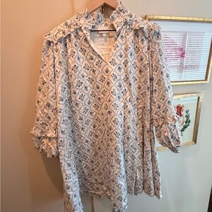 Karlie Blue and White Patterned Dress